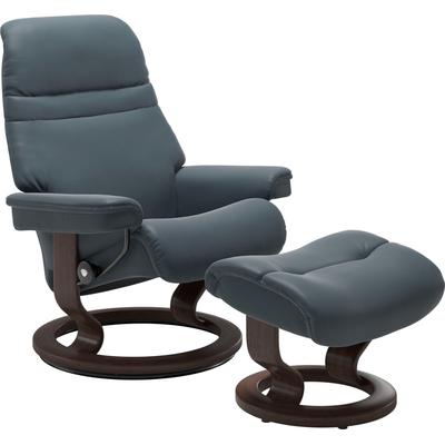 Relaxsessel STRESSLESS "Sunrise", blau (atlantic blau batick), B:79cm H:103cm T:73cm, Leder BATICK: BATICK ist ein leicht korrigiertes, durchgefärbtes und genarbtes Möbelleder, bei dem die meisten Unebenheiten und Spuren in der Regel entfernt... Image