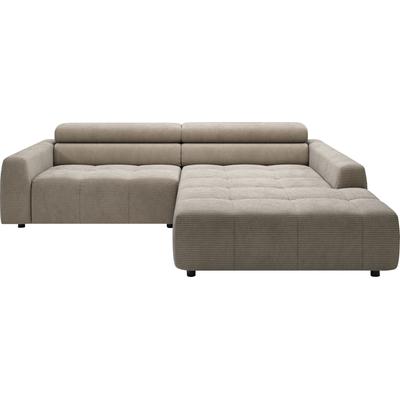 Ecksofa 3C CANDY "Denver auch mit Cord- und Easy care-Bezug, Kopfteilverstellung L-Form", grau (taupe), B:258cm H:68cm T:217cm, 88% Polyester, 12% Polyacryl, Sofas, wahlweise. mit motorischer Sitztiefenverstellung Image