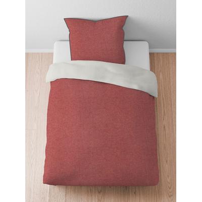 Bettwäsche BIBERNA Gr. 2, rot (rot, grau), B/L: 155cm x 200cm, Biber-Feinbiber, B/L: 80cm x 80cm, Biber, Feinbiber, 100% Baumwolle, Bettwäsche Image