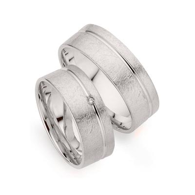 Trauring PHÖNIX "Schmuck Geschenk Gold 333 Trauring Ehering LIEBE versch. Varianten" Gr. 52, weiß (weißgoldfarben), Fingerringe, 52, ohne Brillant, Weißgold 333, 7,0mm, Made in Germany, wahlweise mit oder ohne Brillant Image