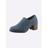 Hochfrontpumps HEINE, Damen, Gr. 35, blau, Leder, Rindsleder, Veloursleder, modisch, Schuhe