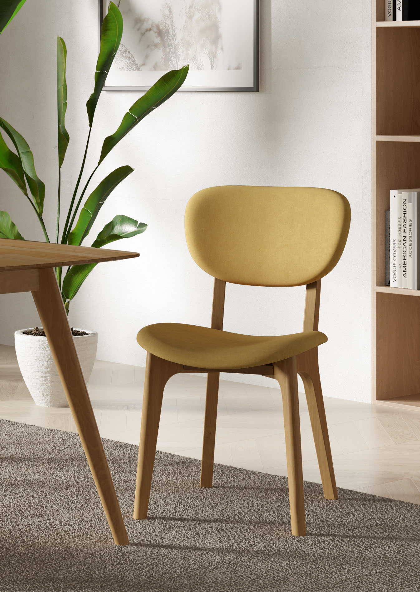 Stuhl INOSIGN "COZY Made in Italy", gelb (gelb, buche), B:50cm H:88cm T:62cm, Polyester, Stühle, Polsterstuhl Esszimmerstuhl 4-Fuß-Stuhl, Gestell in Buche, Kirsch- oder Nussbaum, Massivholz, Design Stuhl