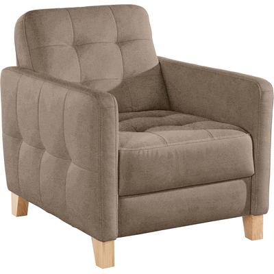 Sessel EXXPO - SOFA FASHION "Elio, Loungesessel, aufwendige Detailverarbeitung, bequem und modern", braun (cappuccino), B:76cm T:90cm, Luxus-Kunstleder, NaturLEDER (echtes Rindsleder) in Sitz und Rücken. Korpus in passendem Kunstleder SOFTLUX... Image