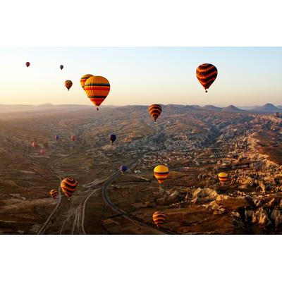 Leinwandbild QUEENCE "Ballonfahrt", beige (farbe bild(er): natur), B:90cm H:60cm, Leinwand, Holzrahmen, Bilder, Akustikbild mit sehr guten Schallabsorptions-Eigenschaften Image