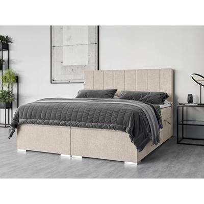 Polsterbett PLACES OF STYLE "Ginoro mit Matratze und Topper, in 3 Breiten (140, 160 und 180 cm)", beige, B:162cm H:119cm L:209cm, 100% Polyester, Betten, Boxspringbett mit Kopfteil, Bettkasten, Matratze (BFK/TFK) und Topper Image