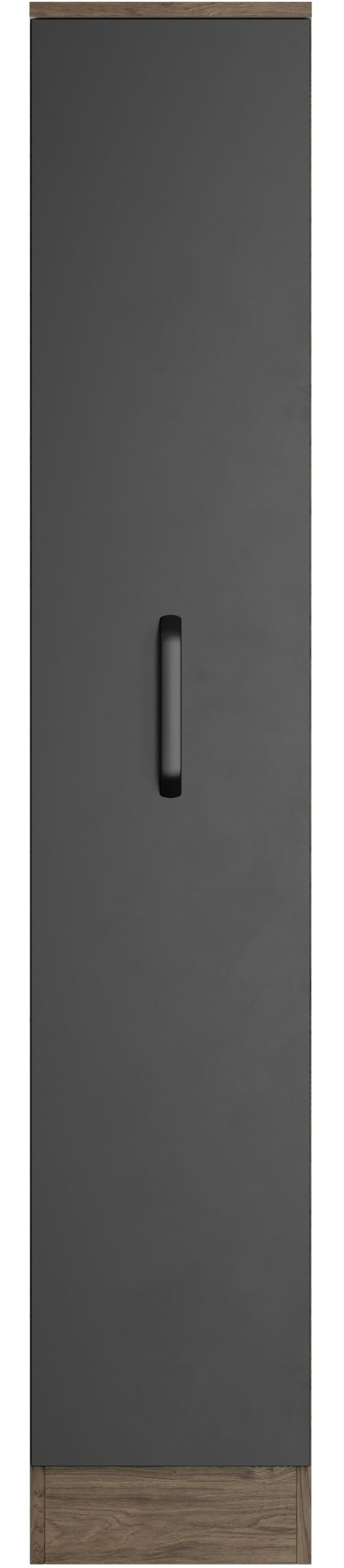 Apothekerschrank WIHO KÜCHEN "Elba, Breite/Höhe: 30/165 cm", schwarz (front: schwarz, korpus: halifax eiche braun), B:30cm H:165cm T:57cm, Holzwerkstoff, Schränke, mit 4 Ablagekörben Image