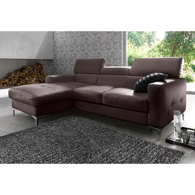 Polstergarnitur COTTA "Sammy L-Form", braun, B:226cm, NaturLEDER (echtes Rindsleder), Rückseite mit Spannstoff bezogen, Sitzmöbel-Sets, Set bestehend aus: Ecksofa mit Kopfteilverstellung & Hocker Image