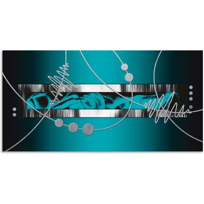 Wandbild ARTLAND "Silber abstrakt auf petrol", blau (farbe bild(er): blau), B:100cm H:50cm, Bilder, als Alubild, Outdoorbild, Leinwandbild, Poster, Wandaufkleber Image