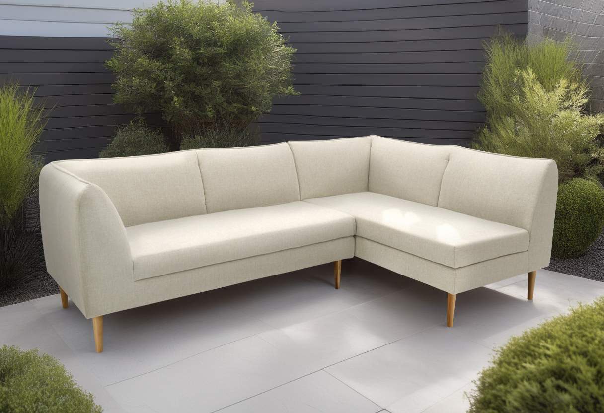 Sofa-Eckelement DOMO COLLECTION "Filho, individuell erweiterbar", beige (sand), B:159cm H:81cm T:82cm, 88% Olefin, 12% Polyethylene, Polsterelemente, Polstermöbel für Terrasse, Garten und Balkon, speziell für Outdoor Image