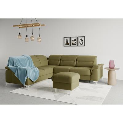 Ecksofa SIT & MORE "Sinatra L-Form", grün (olive), B:251cm H:85cm T:231cm, 98% Polyester, 2% Polyamid, Sofas, optional mit Kopfteilverstellung und Armteilfunktion Image