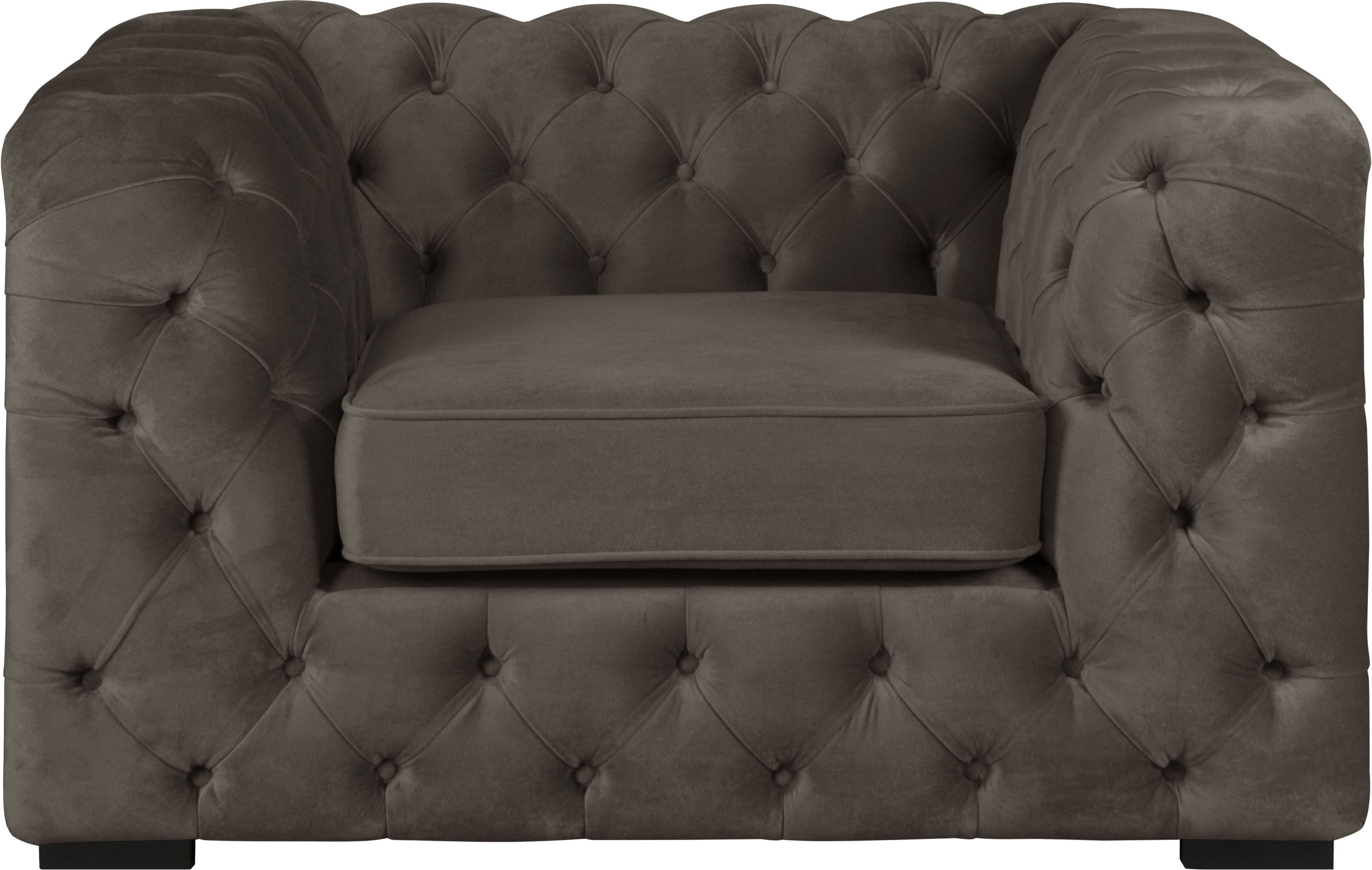 Chesterfield-Sessel HOME AFFAIRE "Kalina Sessel", braun, B:110cm H:67cm T:98cm, 100% Polyester, Sessel, mit klassischer Chesterfield-Knopfheftung, sehr hochwertige Qualität