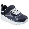 Sneaker SKECHERS "UNO LITE", Kinder, Gr. 28, grau (grau, schwarz), Lederimitat, sportlich, Schuhe, Freizeitschuh mit Memory Foam, Größenschablone zum Download
