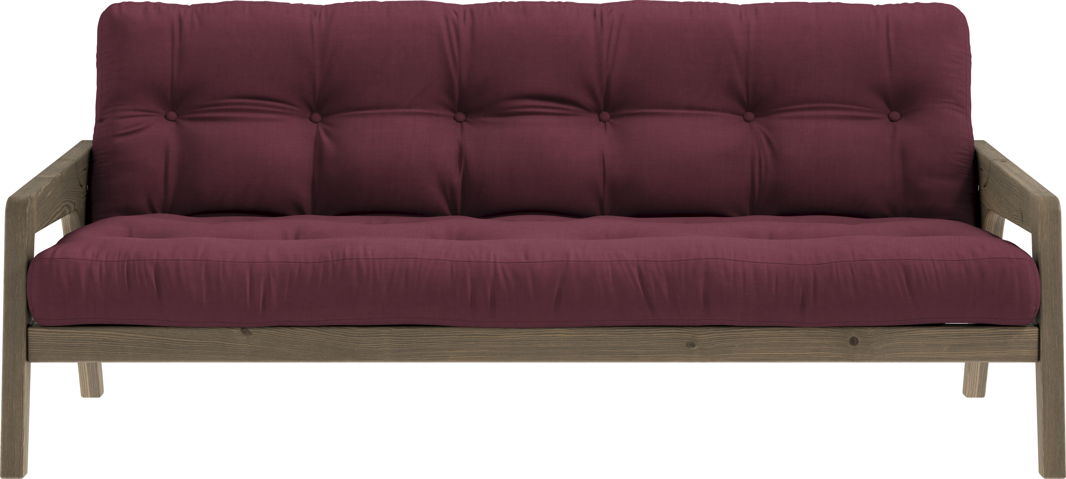 Schlafsofa KARUP DESIGN, rot (bordeaux), B:204cm H:40cm T:90cm, 80% Baumwolle + 20% polyester, Sofas, Schlafsofa, Mit Holzstruktur, inkl. Futonmatratze, Liegefläche 130x190 cm