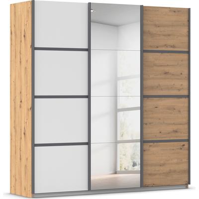 Kleiderschrank RAUCH "Schwebetürenschrank OTTO´s Choice Garderobe Schrank TOP ANGEBOT Avola", eiche artisan, alpinweiß, leisten graumetallic, B:203cm H:210cm T:62cm, Holzwerkstoff, Schränke, mit eleganten Zierleisten in Chrom, Schwarz oder Weiß MADE... Image