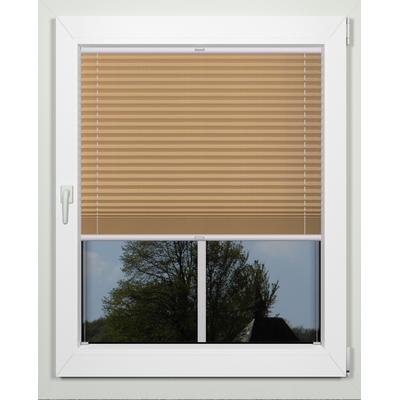 Plissee INDEKO "simple", braun (cappuccino, weiß), B:83cm H:130cm, Obermaterial: 94% Polyester, 6% sonstige Fasern, Plissees, nach Maß Image