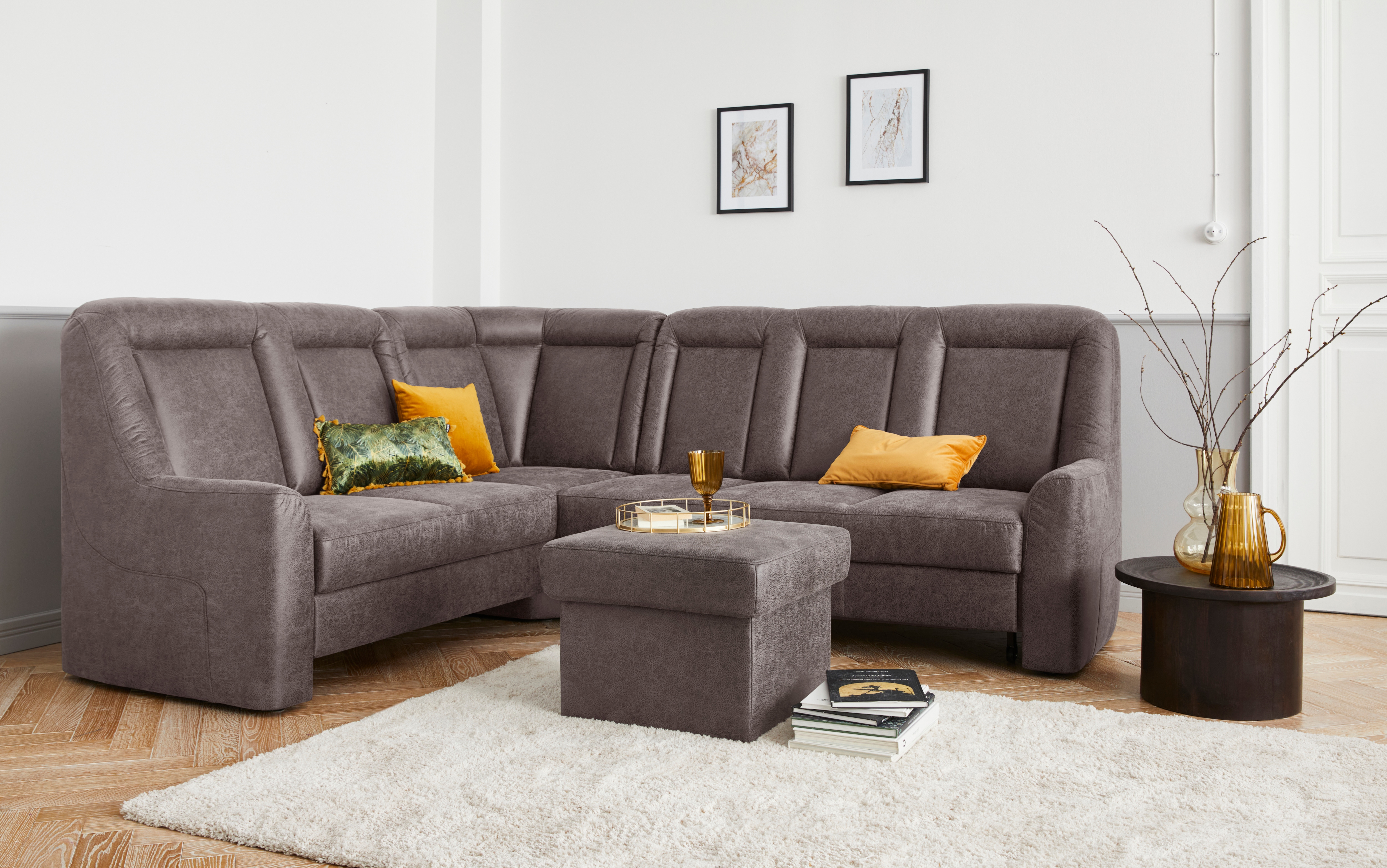 Ecksofa SIT & MORE "Melissa L-Form", grau (anthrazit), B:257cm T:217cm, 100% Polyester, Sofas, klassisches Polsterprogramm, wahlweise Bettfunktion und Schubkasten Image