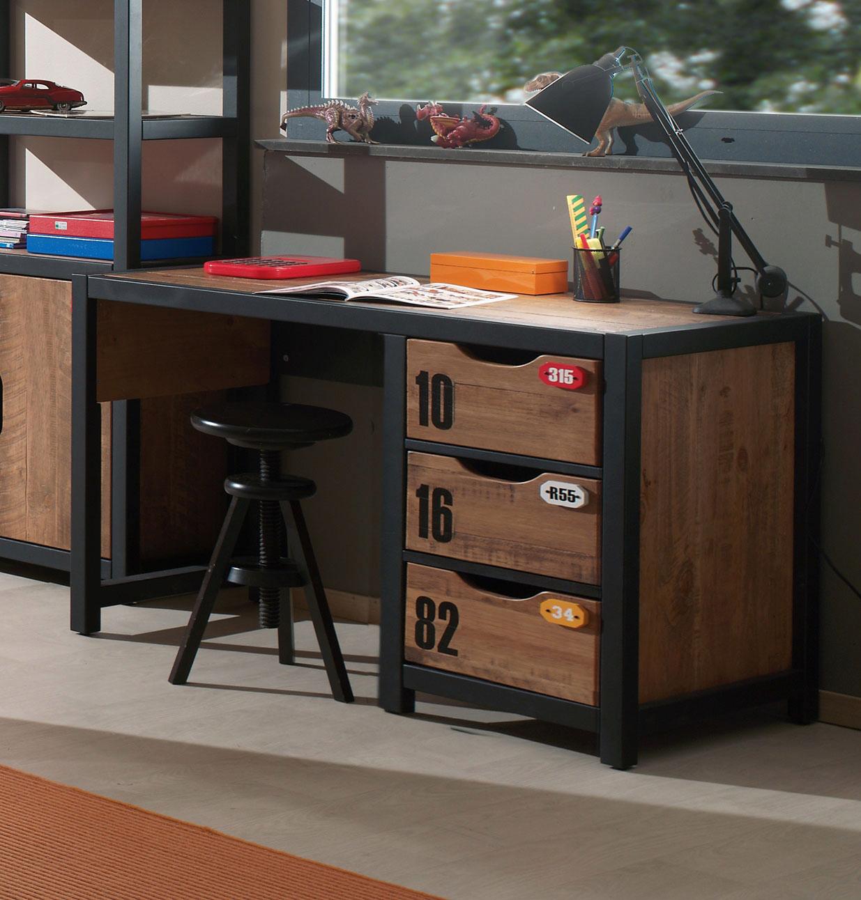 Kinderschreibtisch VIPACK "Alex", beige (natur), B:130cm H:75cm T:60cm, Tische, Kinderschreibtisch, Jugendschreibtisch, Schreibtisch im industrial Design