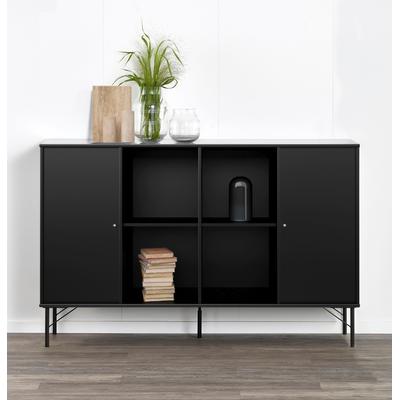 Sideboard HAMMEL FURNITURE "Mistral Kubus", schwarz, B:136cm H:89cm T:32,5cm, Spanplatte, Massivholz, Sideboards, mit zwei Türen und Metall Füße, Breite: 136 cm Image