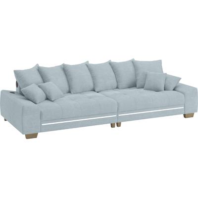 Big-Sofa MR. COUCH "Nikita II", blau (stripes 8624 blau grau), B:300cm H:88cm T:118cm, Stripes (92% Polyester / 8% Nylon), Sofas, mit RGB-LED, Bluetooth-Soundsystem, Kaltschaum Image