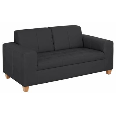 2-Sitzer HOME AFFAIRE "Corby", schwarz, B:172cm H:80cm T:90cm, NaturLEDER (echtes Rindsleder) auf Sitzfläche, Kunstleder im Korpus, Melrose (100% Polyester), Struktur fein (100% Polyester), Chenille (100% Polyester), Sofas, Steppung auf Sitzfläche Image