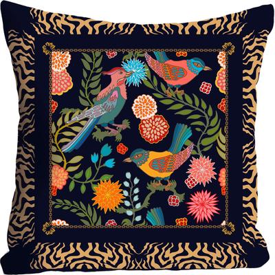 Dekokissen QUEENCE "Vögel", bunt (bunt, bedruckt), B:40cm L:40cm, Polyester, Dekokissen_Sitzkissen_Kissenhüllen, Kissenhülle ohne Füllung, 1 Stück Image