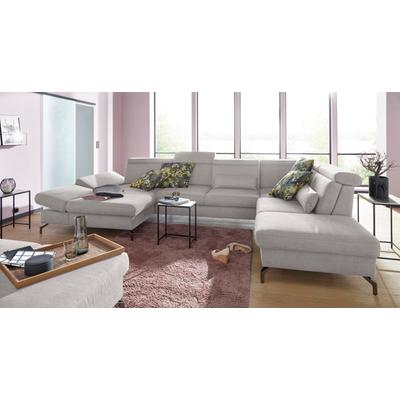 Wohnlandschaft SIT & MORE "Brisbane U-Form", silber, B:367cm T:243cm, Soft clean (98% Polyester, 2% Polyamid), Sofas, Fußhöhe 12 cm, inklusive Sitztiefen-, Armteil- und Kopfteilverstellung Image