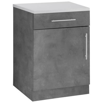 Unterschrank WIHO KÜCHEN "Cali", grau (front und korpus: betonfarben, arbeitsplatte: canvas grau), B:60cm H:85cm T:60cm, Schränke, 60 cm breit Image
