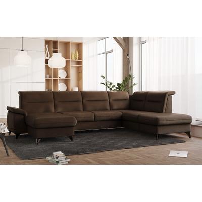 Wohnlandschaft SIT & MORE "Astoria U-Form", braun (dunkelbraun), B:329cm H:91cm T:225cm, 100% Polyester, Sofas, wahlweise mit motorischer Relaxfunktion Image