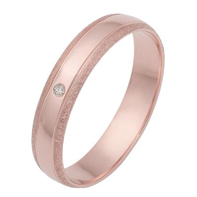 Trauring FIRETTI "Schmuck Geschenk Gold 375 Hochzeit Ehering Trauring "LIEBE" Gr. 16,5, rosa (roségoldfarben), Fingerringe, 16,5, 0,01 ct SI = kleine Einschlüsse mit Brillant, Roségold 375, 4mm, Rosu00e9gold 375, Made in Germany, wahlweise mit oder... Image