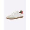 Sneaker HEINE, Damen, Gr. 42, weiß (weiß, rot, metallic), Leder, Rindsleder, Glattleder, Veloursleder, modisch, Schuhe Retrosneaker