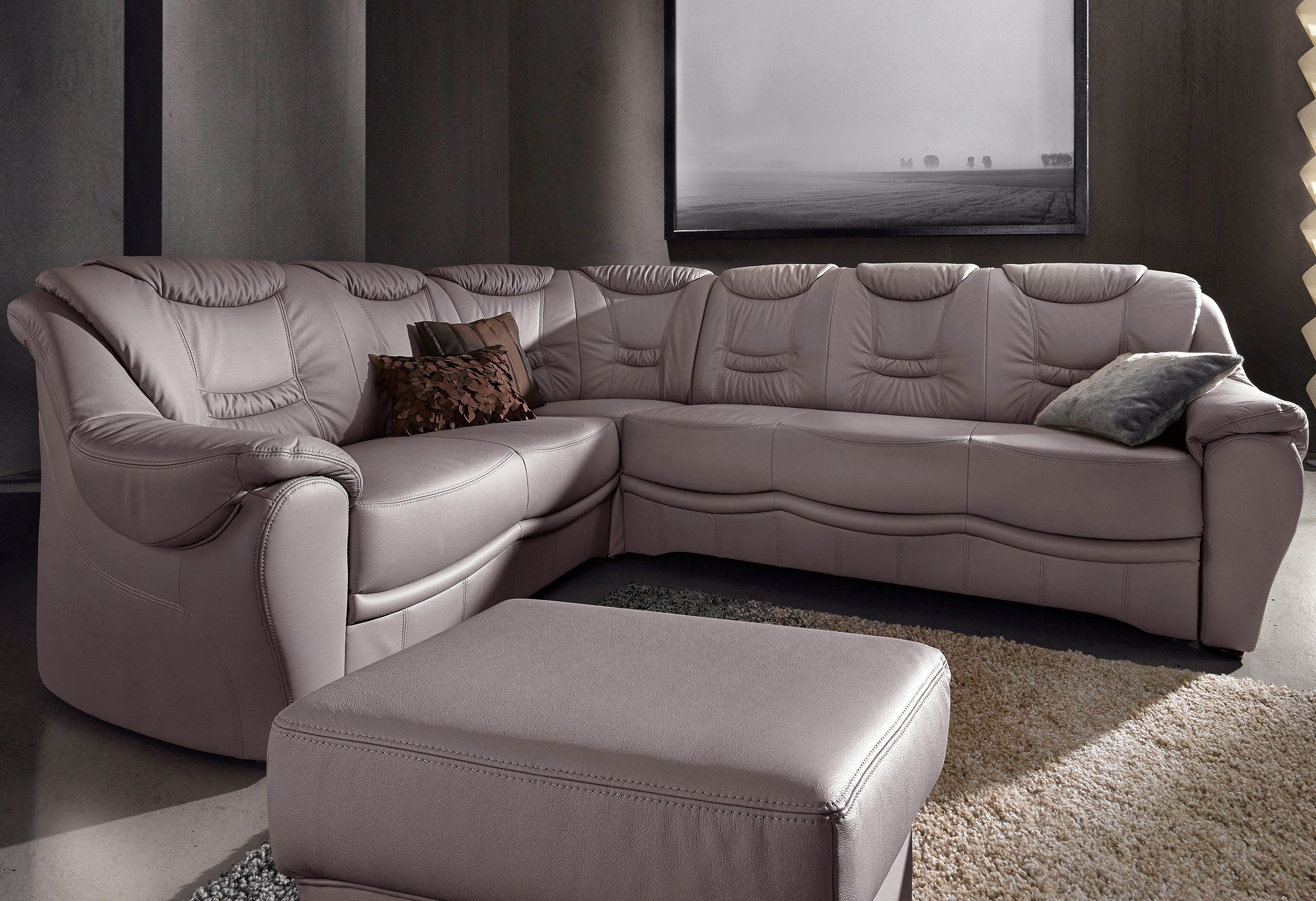 Ecksofa SIT & MORE "Benson L-Form", grau (elefant), B:265cm H:94cm T:215cm, NaturLeder;Luxus-Microfaser;Luxus-Kunstleder;Primabelle-Microfaser, Sofas, wahlweise mit Bettfunktion Image