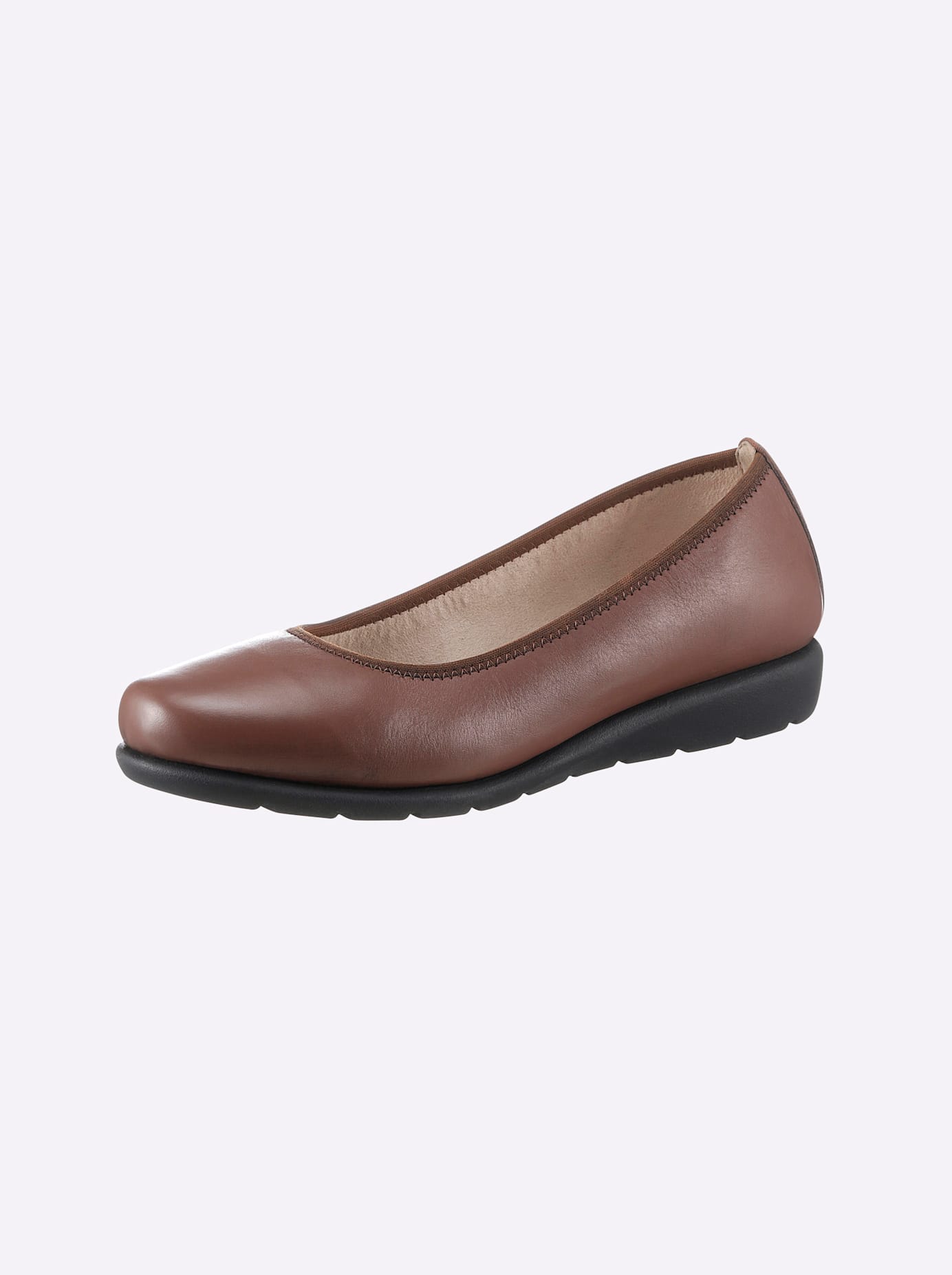 Ballerina CLASSIC BASICS, Damen, Gr. 37, braun (cognac), Glattleder, Basic, Schuhe Ballerina