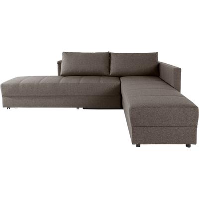 Ecksofa "LooksIII L-Form", grau (hellgrau), B:287cm T:229cm, Struktur (100% Polyester), Feinstruktur (100% Polyester), LOOKS BY WOLFGANG JOOP, Sofas, durch Drehfunktion zum Bett wandelbar, inklusive Staufach Image