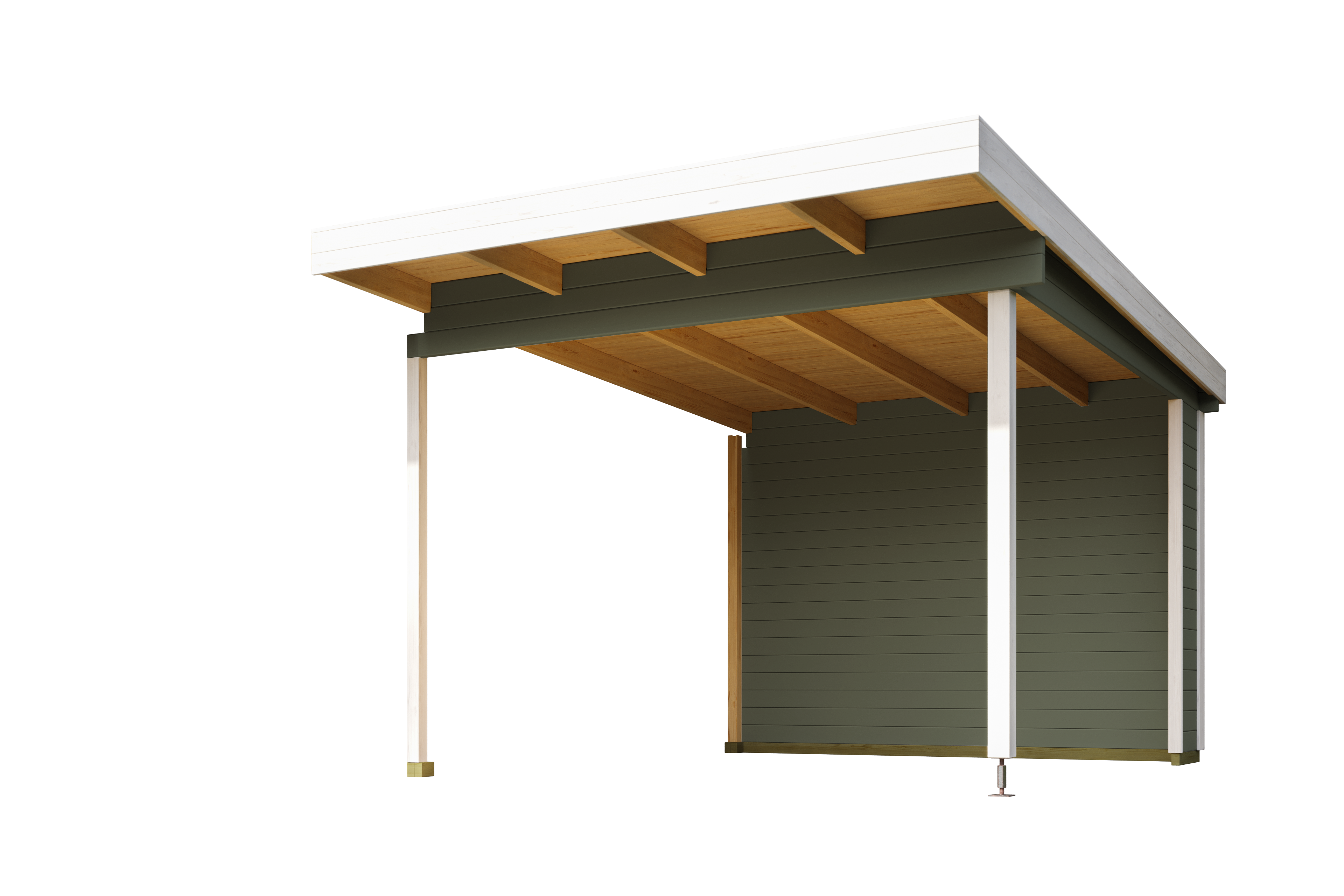 Gartenhaus-Anbaudach NORDIC HOLZ "passend für SICILY", grün (grüngrau), B:300cm H:228cm T:350cm, Holz, Gartenhaus-Anbaudächer, mit Rückwand
