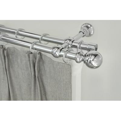 Gardinenstange GARESA "ANDREA", grau (chromfarben), L:310cm Ø:20mm, Metall, Gardinenstangen, Vorhanggarnitur, verlängerbar, Endknopf Kugel lang, mit Ringen Image