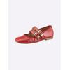 Ballerina HEINE, Damen, Gr. 41, rot, Leder, Glattleder, Lackleder, Lackleder, modisch, Schuhe
