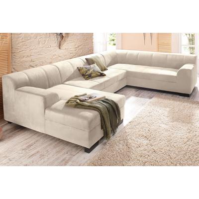 Wohnlandschaft HOME AFFAIRE "Falk klare Linien, zeitlos und komfortabel, U-Form", beige (creme), B:320cm H:77cm T:90cm, Luxus-Microfaser (100% Polyester), Microfaser PRIMABELLE (100% Polyester), Microfaser in Antiklederoptik (100% Polyester), Sofas,...