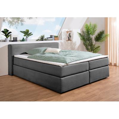 Boxspringbett ANDAS "Åby", grau (anthrazit), B:167cm L:225cm, Komplettbetten, In Cord Bezug, wahlweise mit und ohne Matrazte erhältlich Image