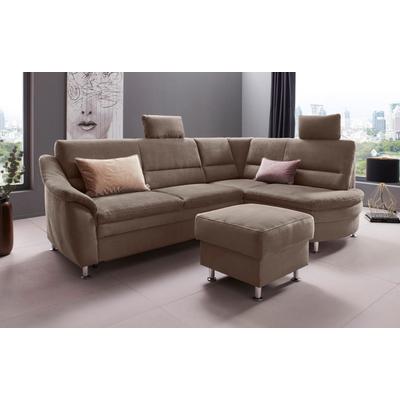 Ecksofa PLACES OF STYLE "Cardoso L-Form", braun (chocco), B:250cm H:90cm T:175cm, Struktur imprägniert (100% Polyester), Luxus-Microfaser ALTARA NUBUCK (100% Polyester), Struktur (52% Polyester, 35% Polyacryl, 13% Baumwolle), Luxus-Microfaser weich... Image