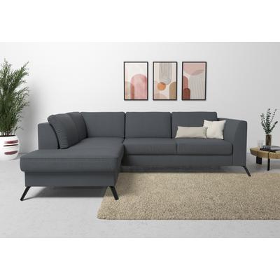 Ecksofa SIT & MORE "Olsen L-Form", grau (dunkelgrau), B:248cm H:88cm T:201cm, 98% Polyester 2%Polyamid, Sofas, inklusive Sitztiefenverstellung, wahlweise mit Bettfunktion, 15cm hoch Image