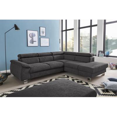 Polstergarnitur COTTA "Komaris L-Form", braun (mud), B:249cm, Sitzmöbel-Sets, Set bestehend aus: Ecksofa mit Kopfteilverstellung & Hocker Image