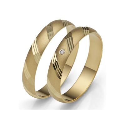 Trauring FIRETTI "Schmuck Geschenk Gold 375 Hochzeit Ehering "LIEBE" Gr. 58, gold (gelbgoldfarben), Fingerringe, 58, 0,015 ct SI = kleine Einschlüsse mit Brillant, Gelbgold 585, 4,0mm, Made in Germany, wahlweise mit oder ohne Brillanten Image