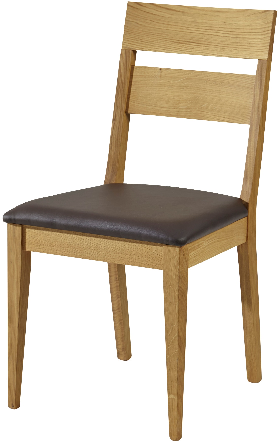 4-Fußstuhl MASSIVLINE & MORE "Filippa-P, Stuhl, Esszimmerstuhl, Küchenstuhl", braun (hellbraun, braun), B:47cm H:89cm T:45cm, Leder, Stühle, Massivholz: Wildeiche geölt, Sitz mit Echtleder Bezug