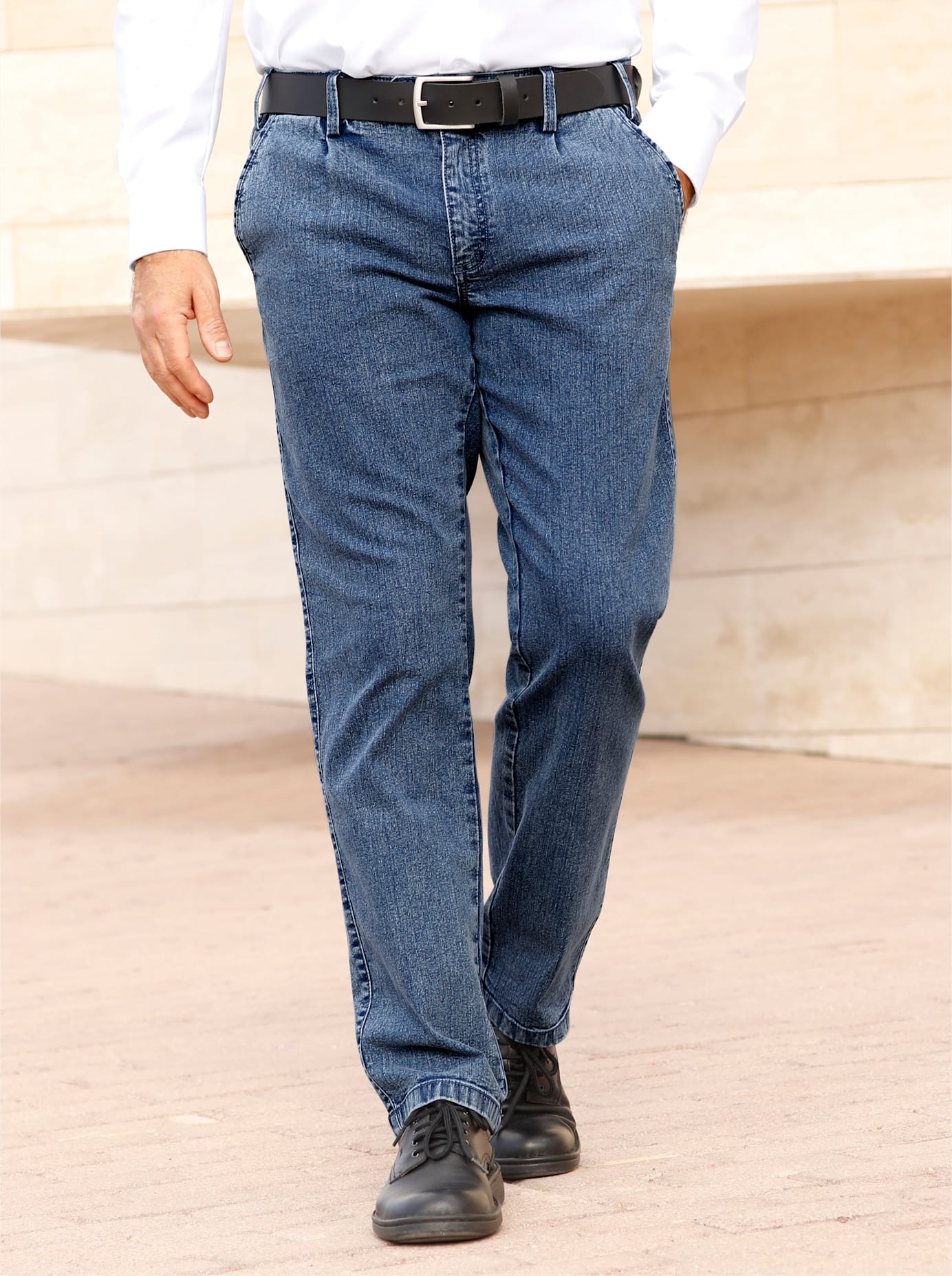 Bequeme Jeans MARCO DONATI, Herren, Gr. 48, Normalgrößen, blau (blau, bleached), 86% Baumwolle, 13% Polyester, 1% Elasthan, unifarben, lang, Jeans