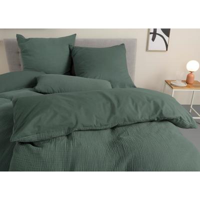 Wendebettwäsche OTTO HOME "Sari3", grün (dunkelgrün), B/L: 135cm x 200cm, , Renforcé-Musselin, B/L: 40cm x 80cm, Renforcu00e9, Musselin, Obermaterial: 100% Baumwolle. Obermaterial 2: 100% Baumwolle, Bettwäsche, NEUHEIT: aus 100% Baumwolle in weichem... Image
