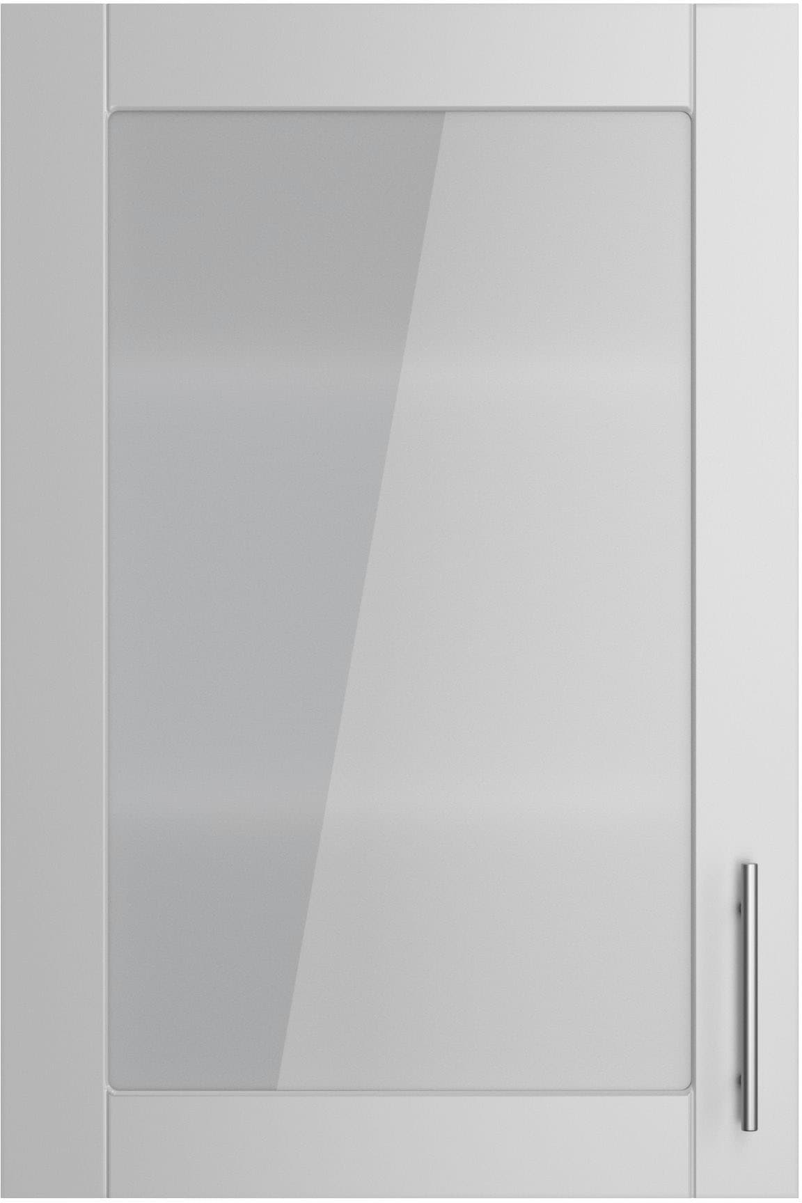 Glashängeschrank KOCHSTATION "KS-Ahus", grau (hellgrau matt, hellgrau), B:60 H:89,6 T:34,9, Schränke, Glashängeschrank, Breite 60 cm Image