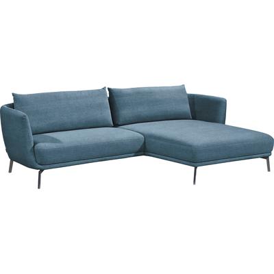 Ecksofa "Pearl, zeitlos und elegant, 5 Jahre Hersteller-Garantie, bequem", blau (blaugrau), B:270cm H:71cm T:160cm, 100% Polyester, SCHÖNER WOHNEN-KOLLEKTION, Sofas, L-Form, Maße (B/H/T): 270/71/160 cm, Füße Metall Image