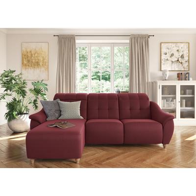 Ecksofa HOME AFFAIRE "Boston L-Form", rot (bordeaux), B:254cm T:170cm, Struktur (100% Polyester), Luxus-Microfaser Florence (100% Polyester), Chenille (100% Polyester), NaturLEDER (reines Rindsleder), Sofas, Kopfteilverstellung an jeder Sitzfläche,... Image