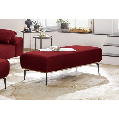 Polsterhocker W.SCHILLIG "run", rot (light brick w82), B:150cm H:46cm T:60cm, Flachgewebe W82 Q2 (74% Polyacryl, 26% Polyester), Hocker, mit Holzsockel, Füße in Schwarz pulverbeschichtet, Breite 150 cm Image
