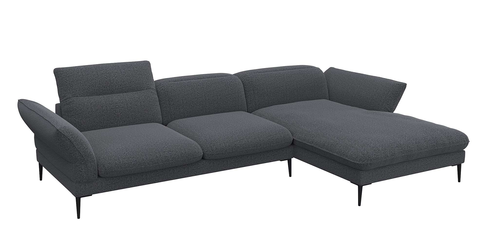 FLEXLUX "Salino, Funktionssofa mit Recamiere, Relaxsofa, Ecksofa" Sofa mit Arm- und Kopfteil-Verstellungen, Kaltschaum & Stahl-Wellen